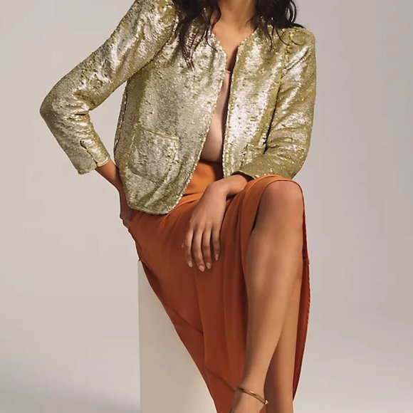 NWT 'Love The Label ' Antropologie Olivier Sequin Jacket - M - Picture 4 of 13